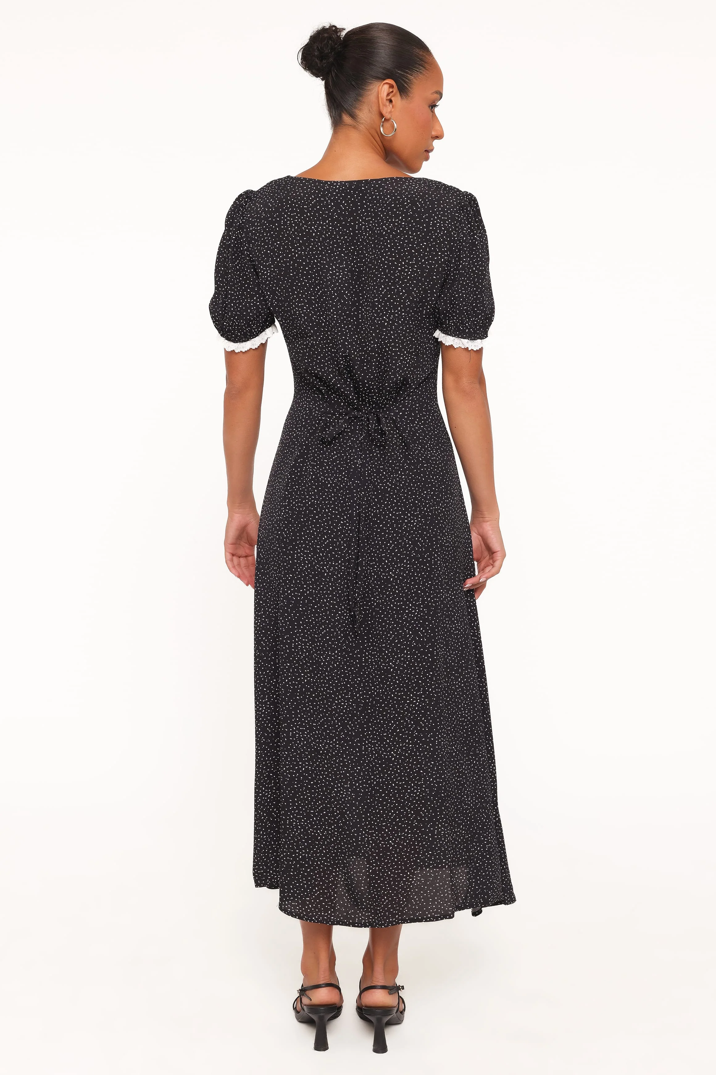 Francine Lace Midi Dress - Black Polka Dot