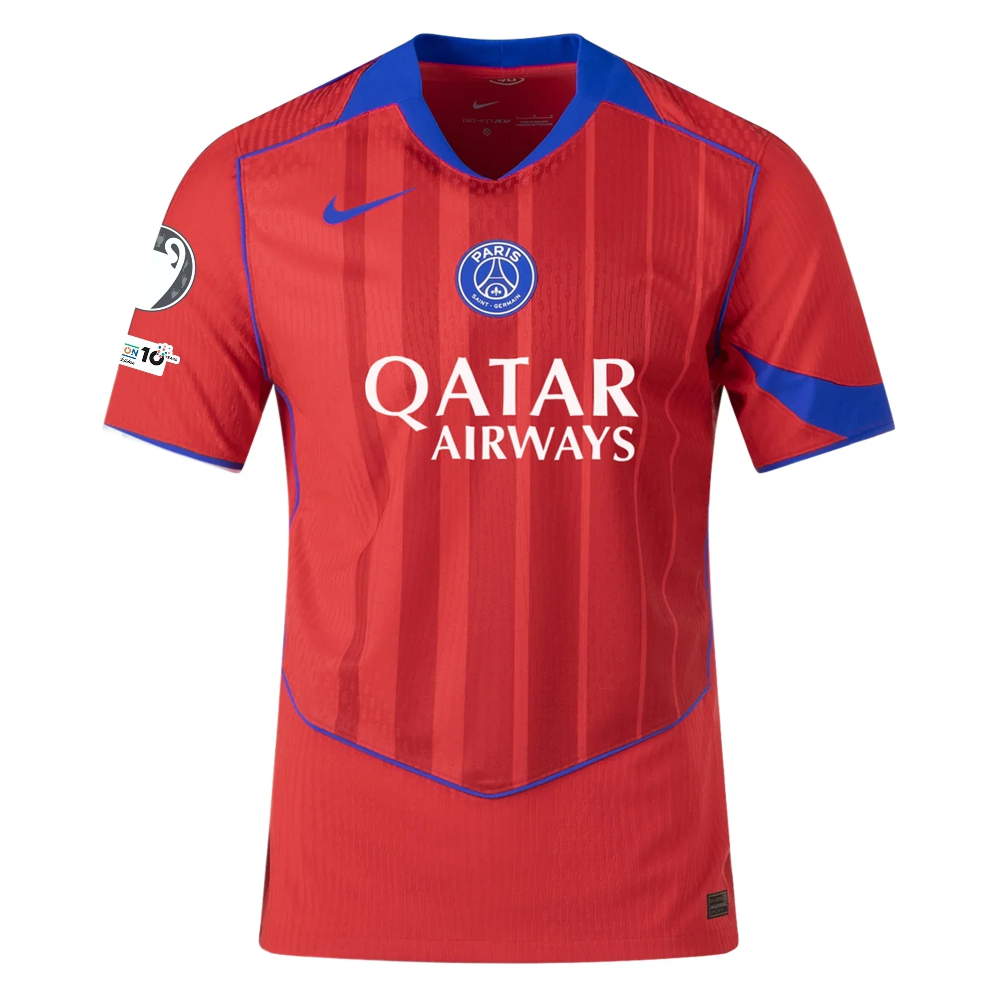 Men's Paris Saint-Germain Authentic Ousmane Dembélé Third Jersey w/ Champions League Patches 25/26 (Sport Red/Hyper Royal)