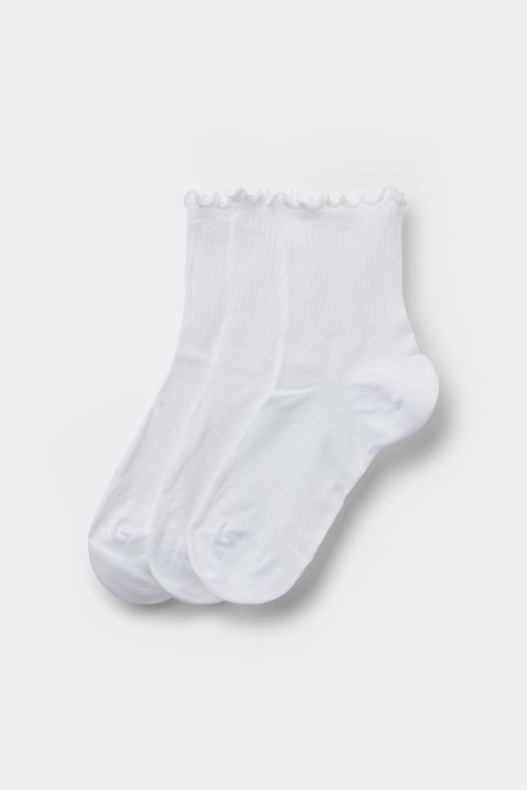 3 Pairs of Women's Short Cotton Socks with Rolled Hems