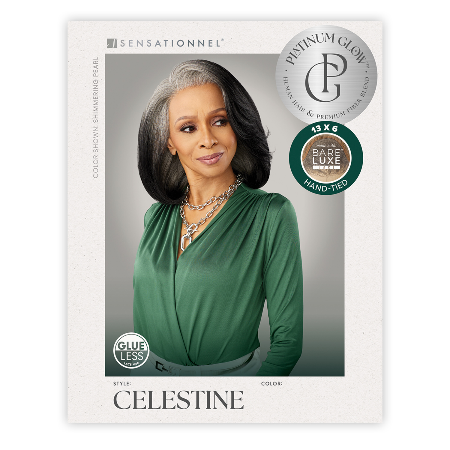 Sensationnel Human Hair Blend Lace Front Wig BareLace Glueless 13X6 Platinum Glow Celestine