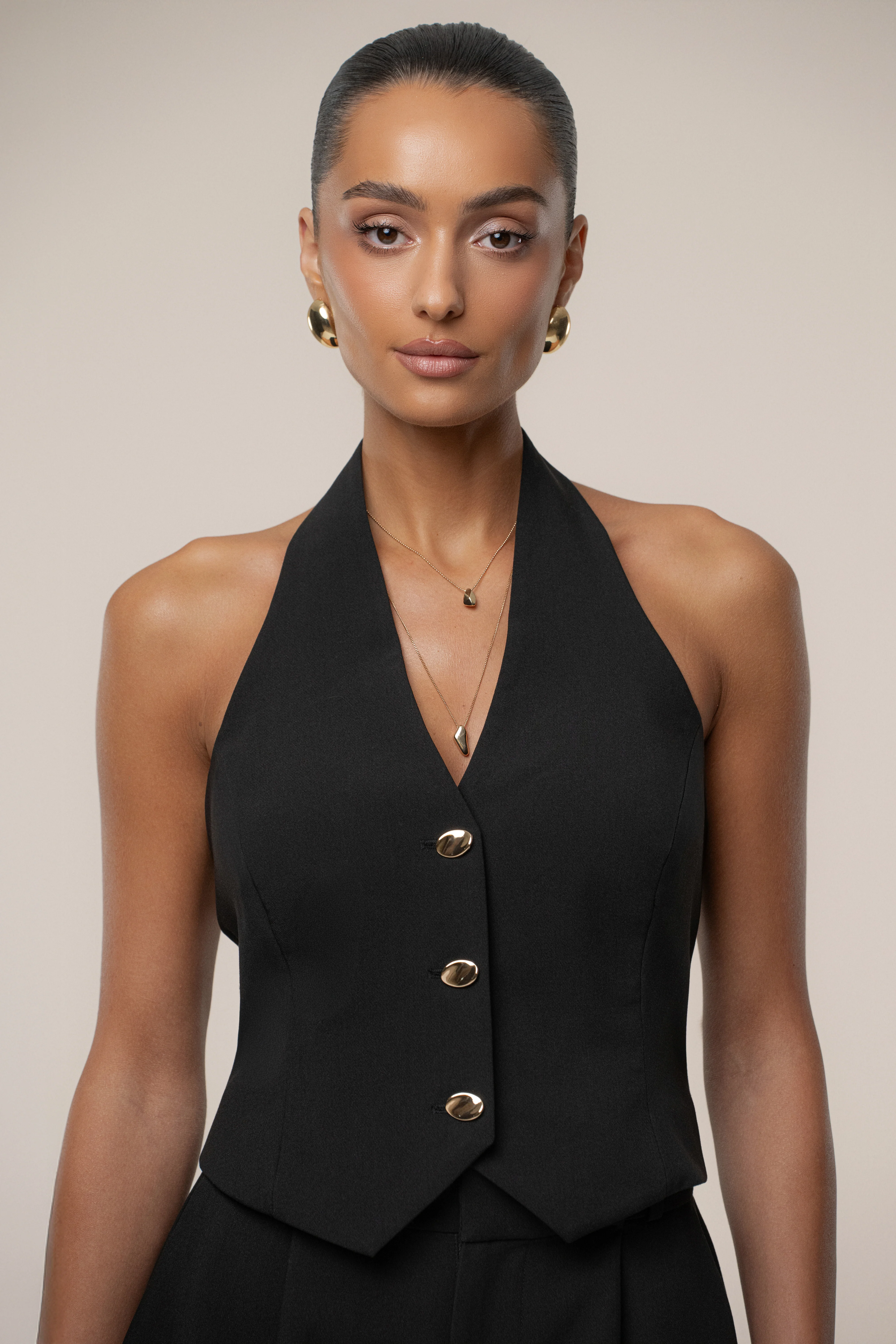 Black Luxe Halter Vest