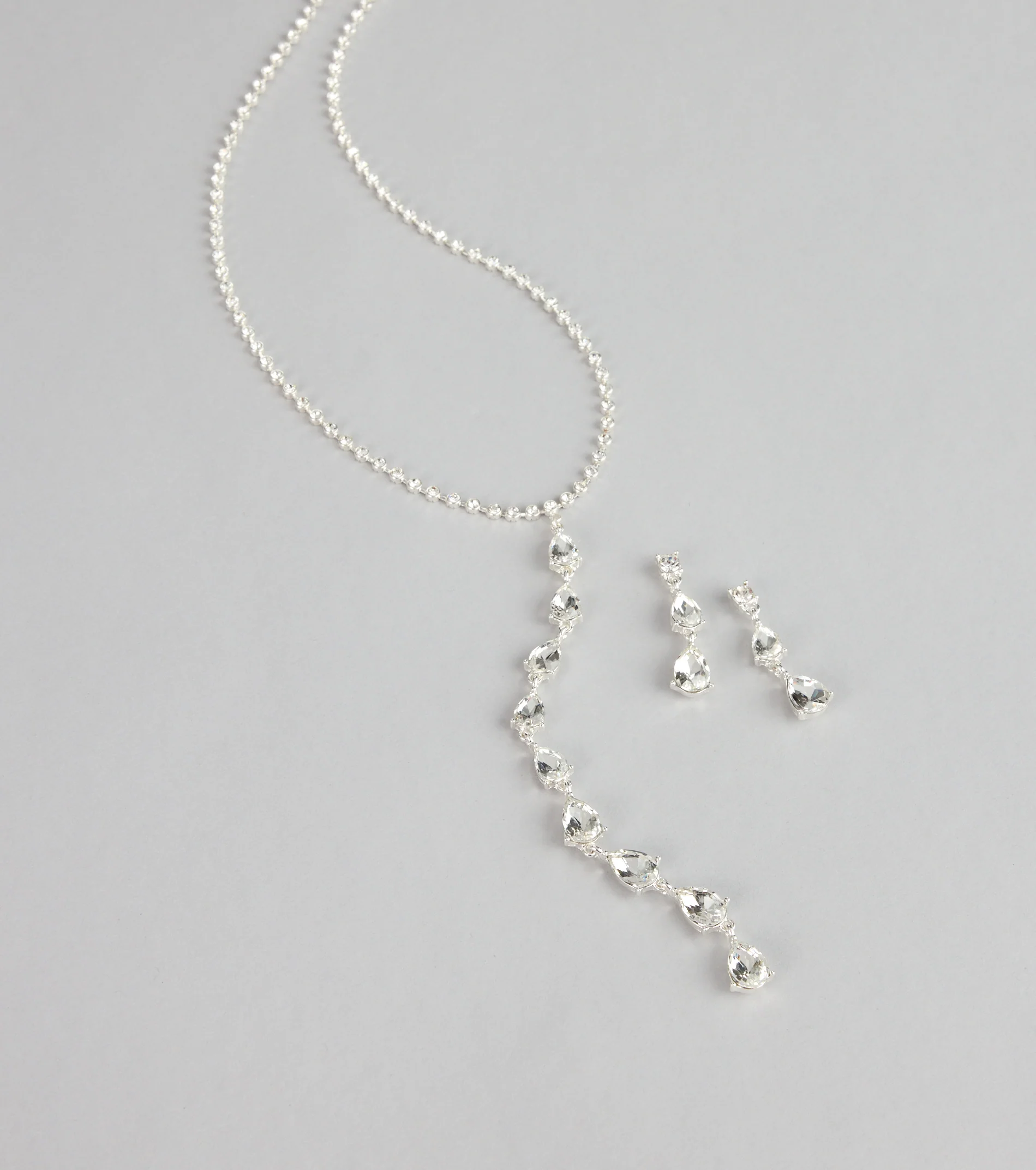 Crystal Drip Necklace And Earrings Set
