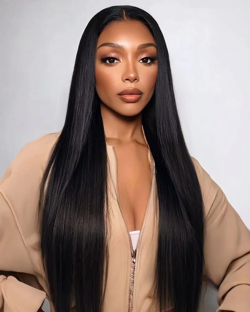 Ophirawig13x6 HD Lace Glueless Wig Silky Straight With Drawstring Natural Black 100% Human Hair Wig