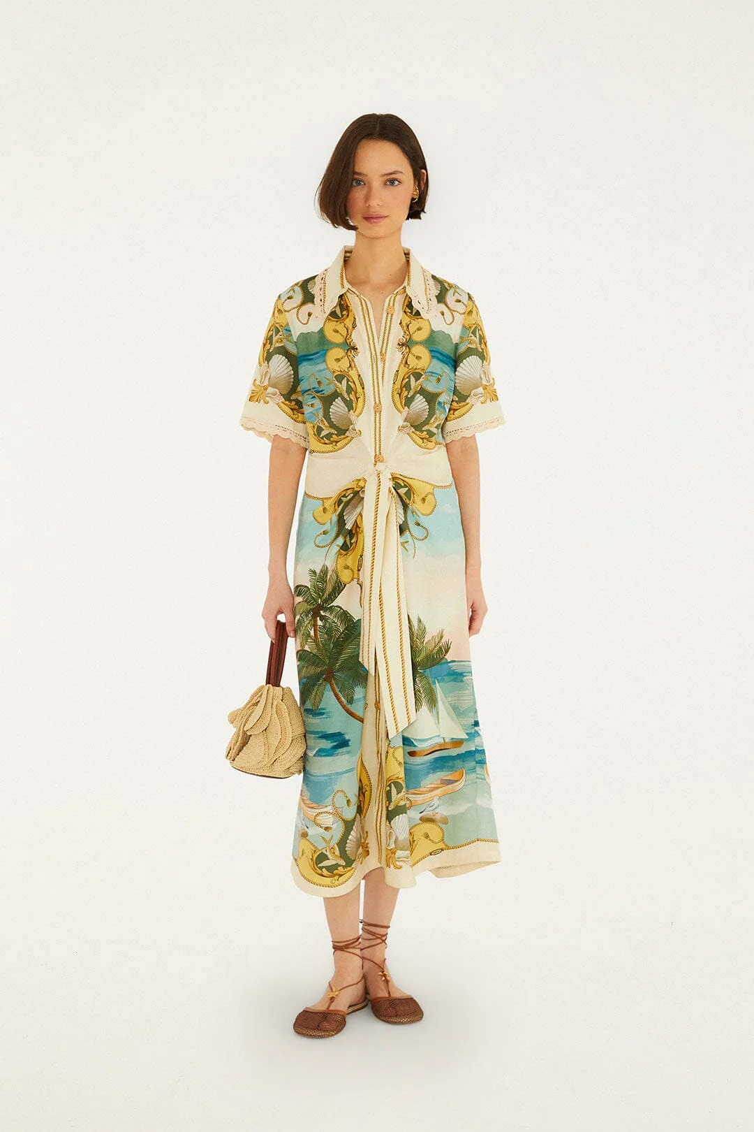 Off-White Royal Sea Collared Midi Dress