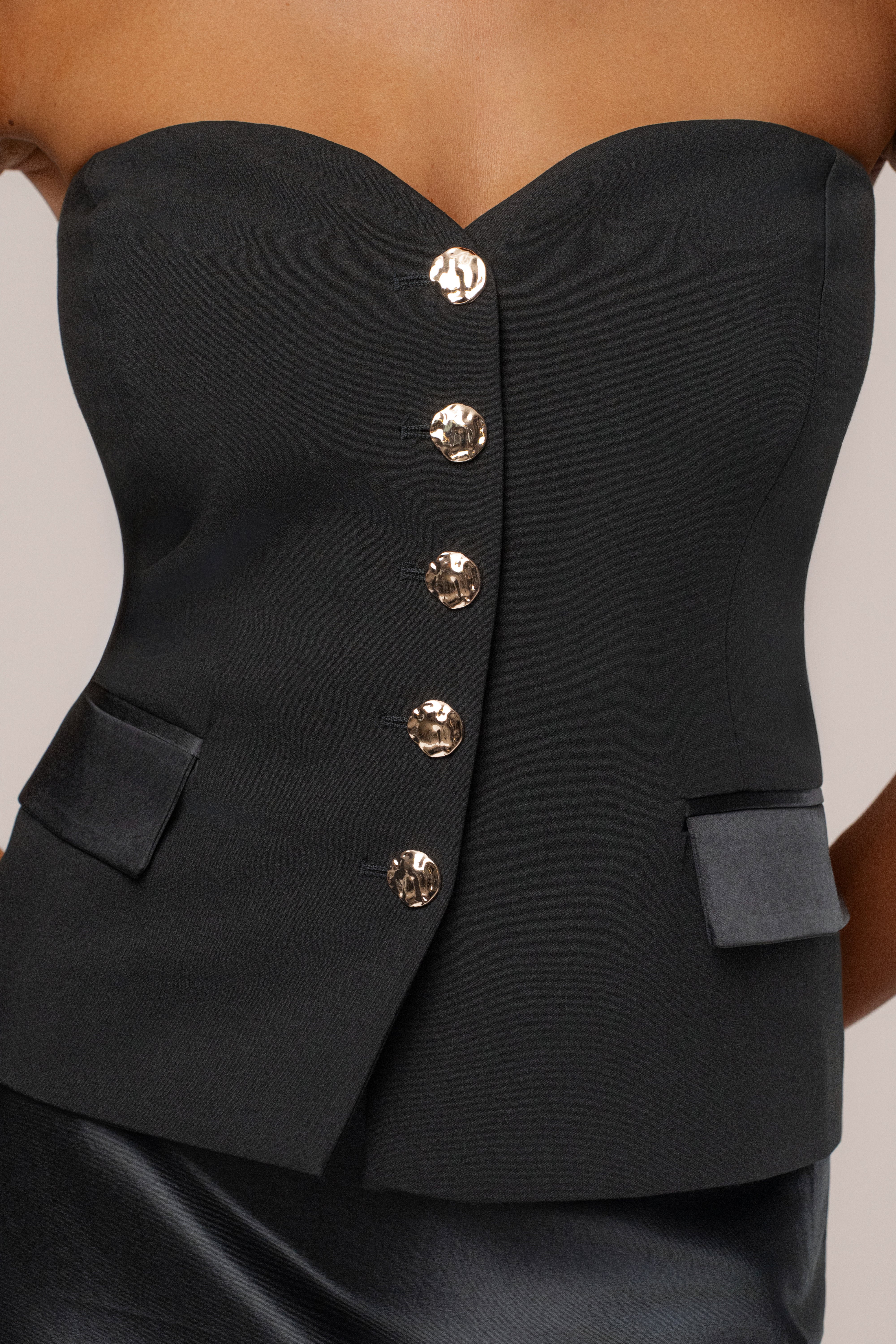 Black Button Front Vest