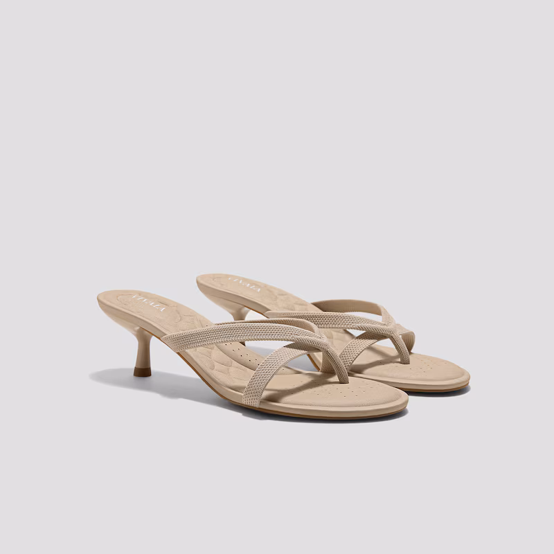 Round-Toe Kitten-Heel Sandals (Emeline)