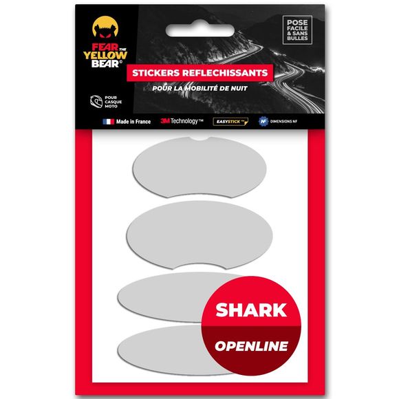 Fear The Yellow Bear REPLICA SHARK OPEN LINE Reflective Stickers - WhiteRef: FYB0002