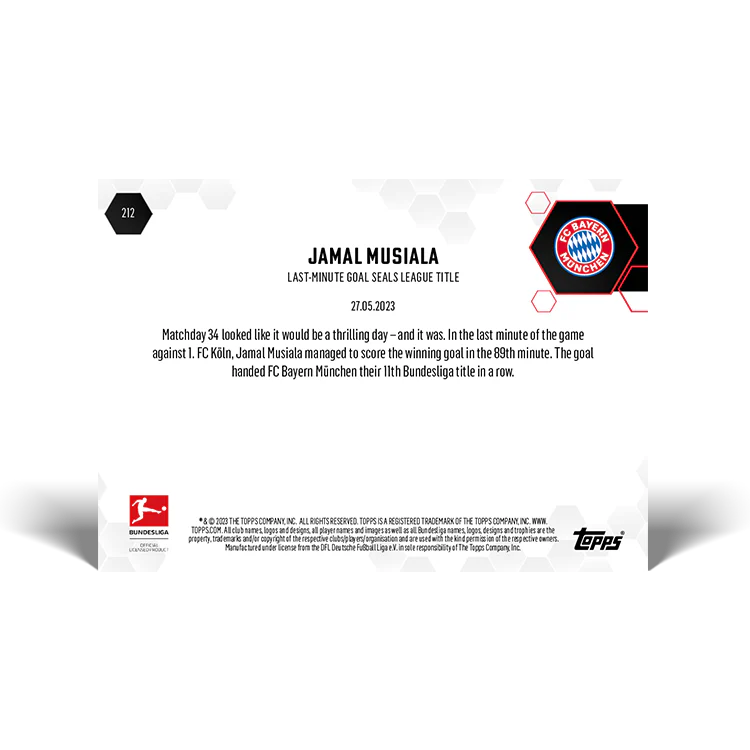 Topps UK - Last-Minute goal seals league title - Bundesliga TOPPS NOW® Card #212