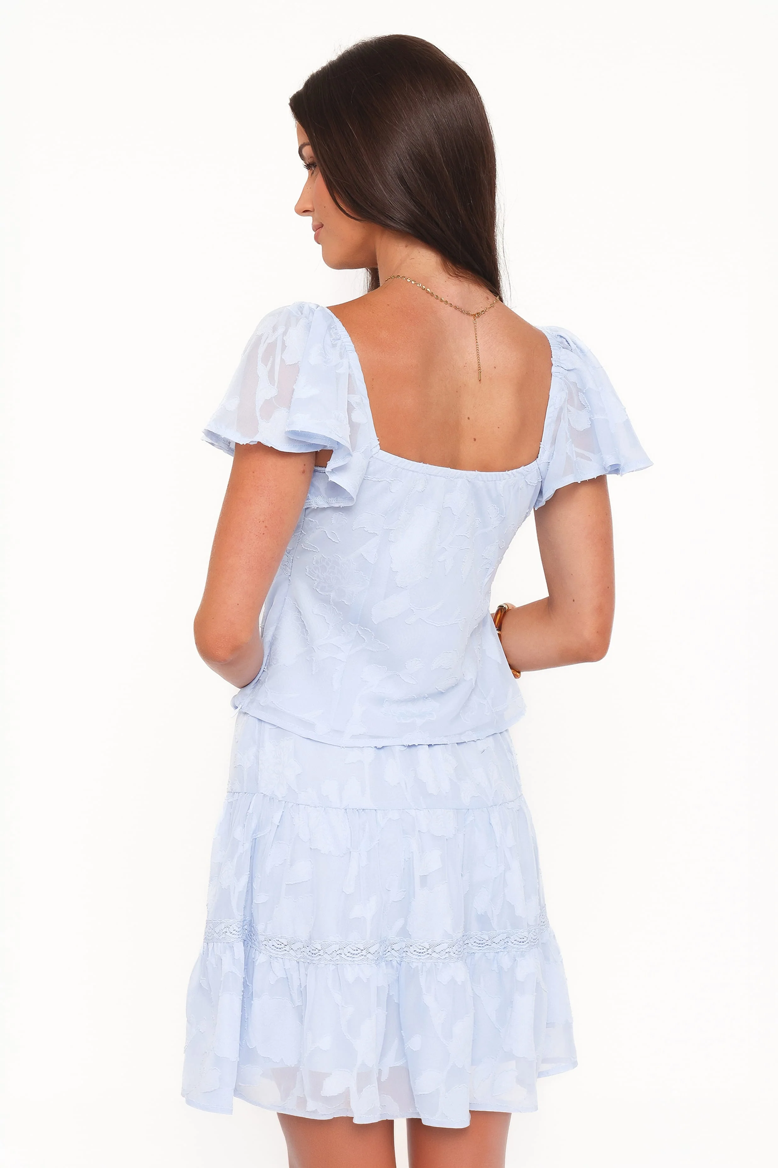 Clodagh Textured Tiered Mini Skirt - Powder Blue