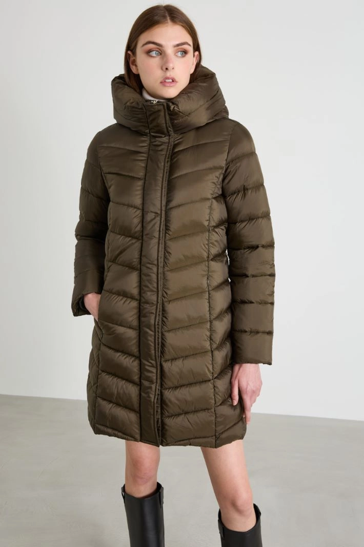 Long quilted jacket - MILITAR GREEN