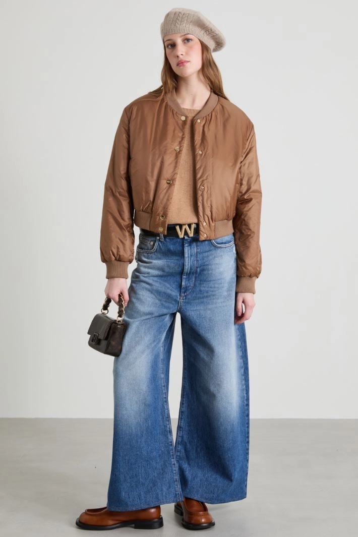 Reversible water-repellent bomber jacket - CAMEL