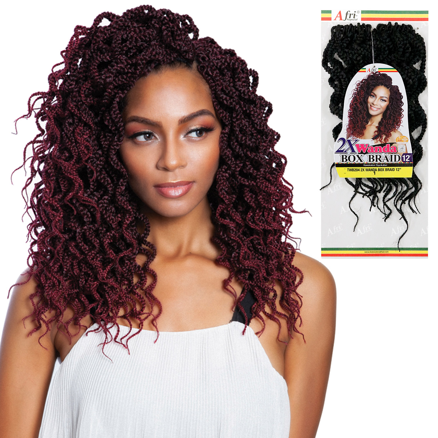 Mane Concept Synthetic Hair Crochet Braids 2X Wanda Box Braid 12