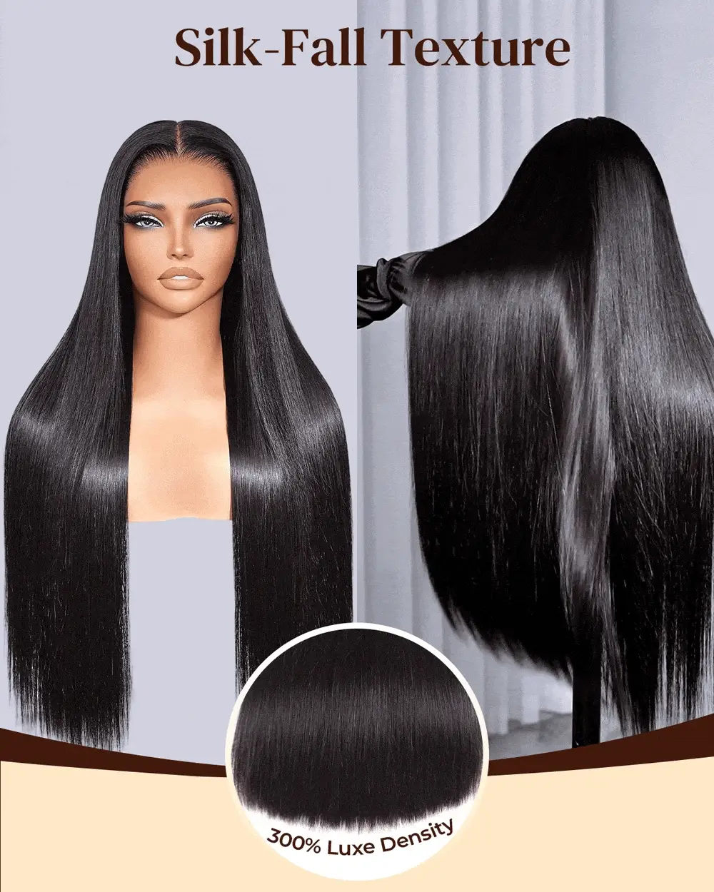 Arabella 13x6 Zerowear™ Invisible HD Lace Glueless Wig 300% High Density Super Double Drawn Full Ends Silky Straight With Drawstring Natural Black 100% Human Hair