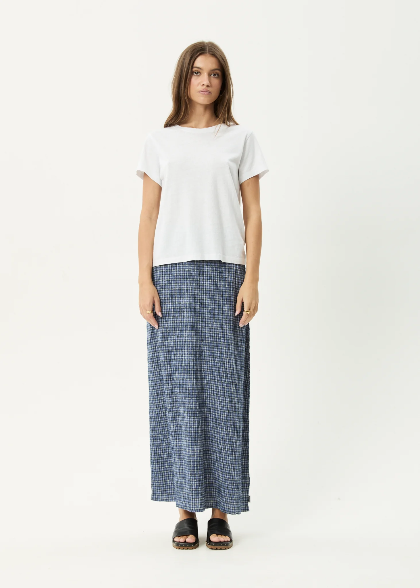 AFENDS Womens Lita - Seersucker Maxi Skirt - Shipwreck Marlin
