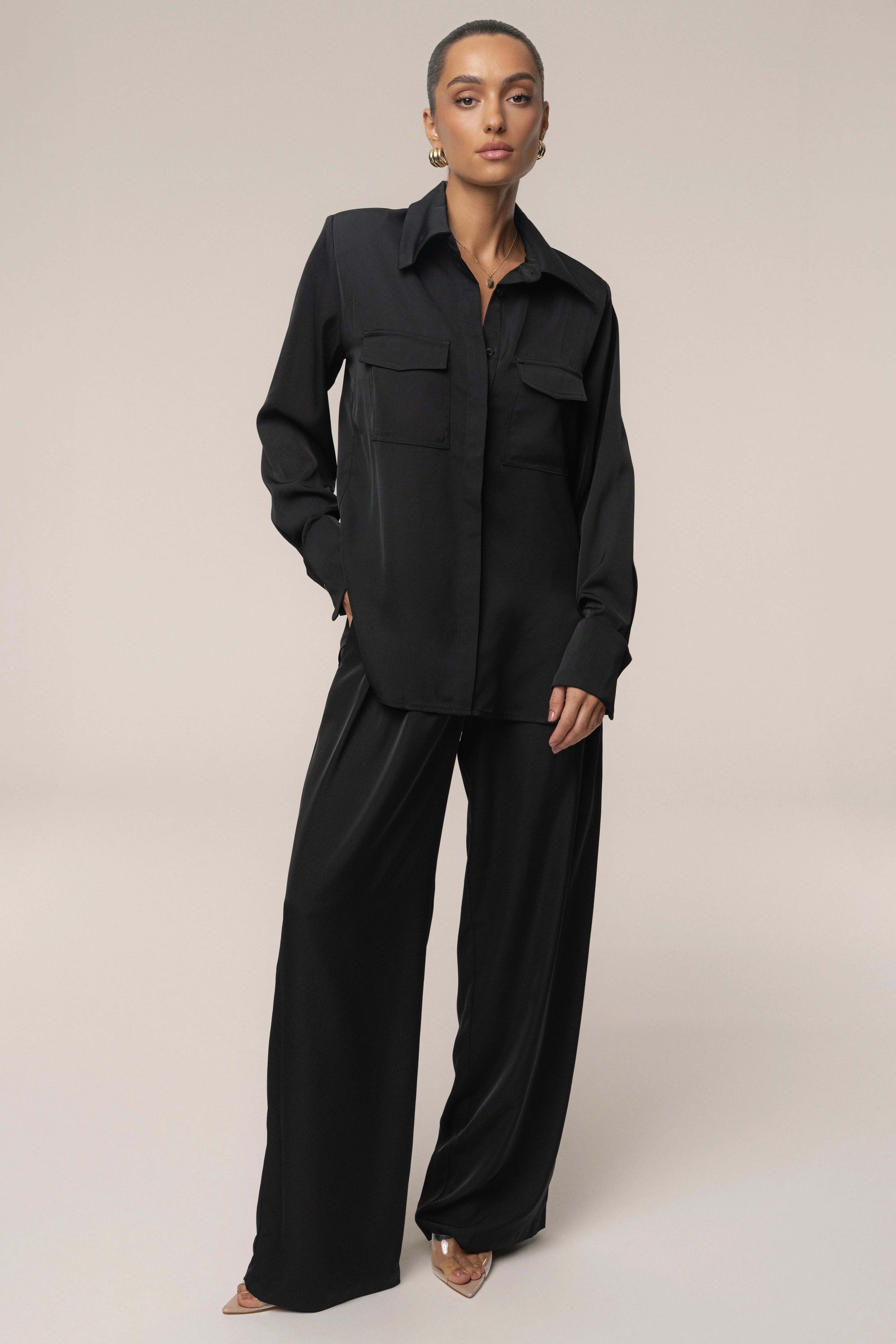 Black Misty Button Up