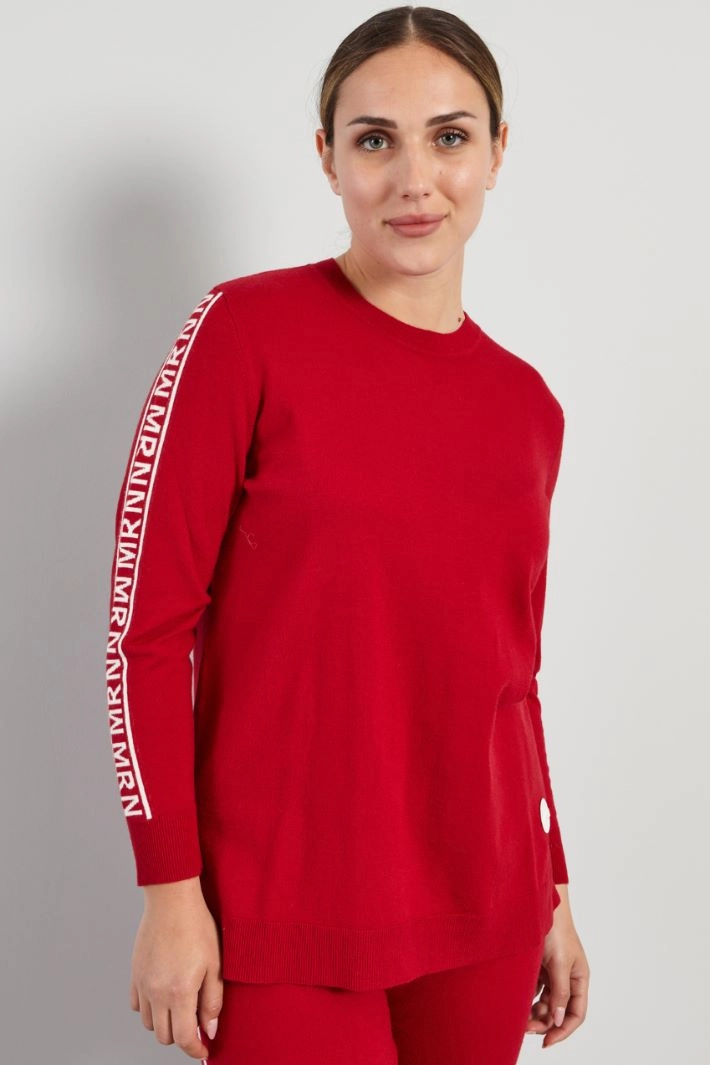 Viscose sweater - RED WHITE