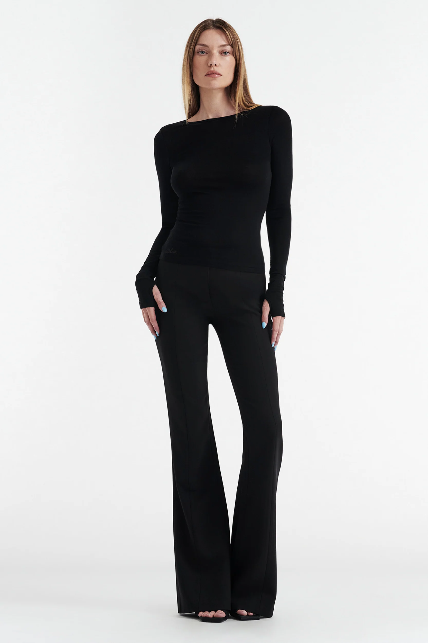 Claudia Long Sleeve Basic Top - Black