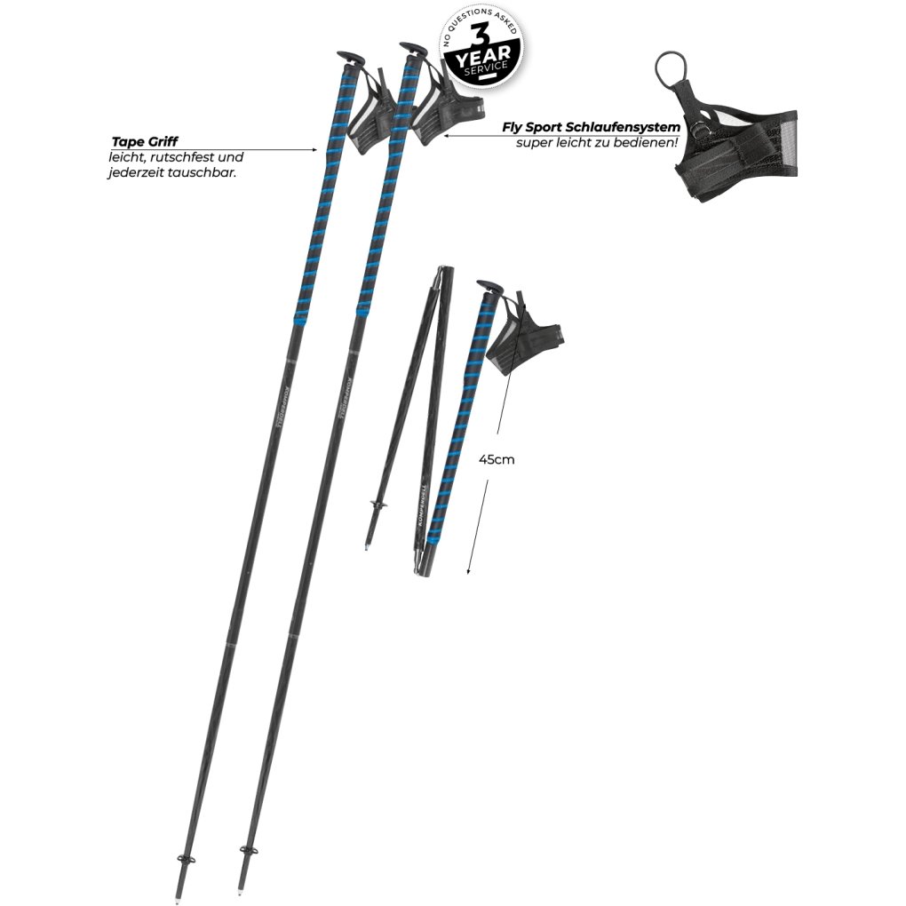 Komperdell FXP Composite Trail Trekking Poles (Pair) - blue