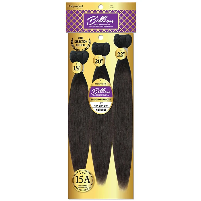 Hollywood Billion Brazilian Virgin Remy 100% Unprocessed Human Hair Weave - STRAIGHT - 10-28