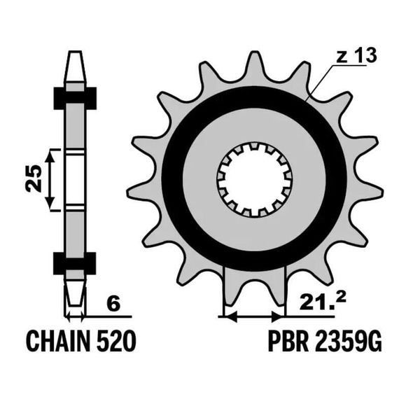 PBR Steel 520 Output Sprocket, 16-toothRef: Pbr01623A / 1129680002