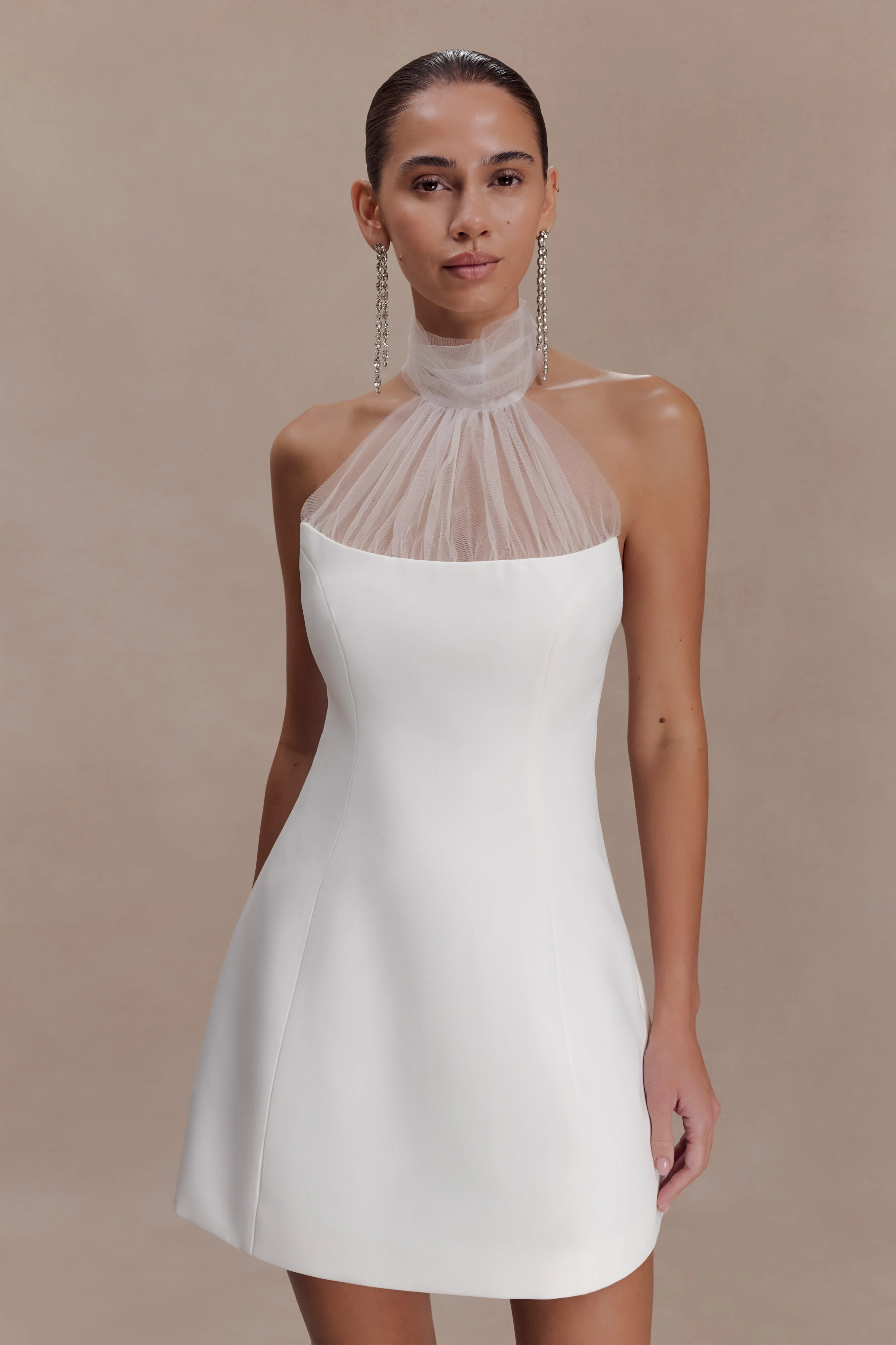 Riley Halter Suiting Mini Dress - Ivory