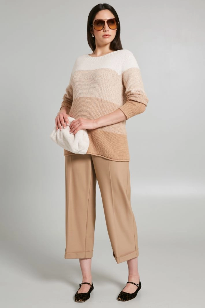 Yan-dyed wool sweater - CAMEL MILK