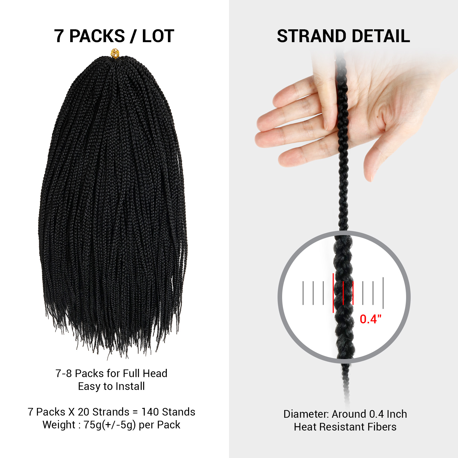 Authentic Synthetic Hair Crochet Braid Pre-Stretched Loop Box Braid 22