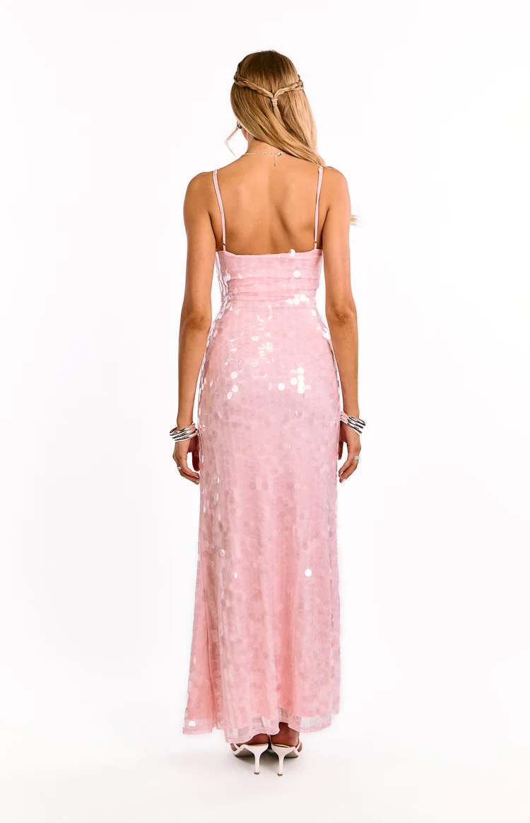 Lyanna Pink Sequin Maxi Dress