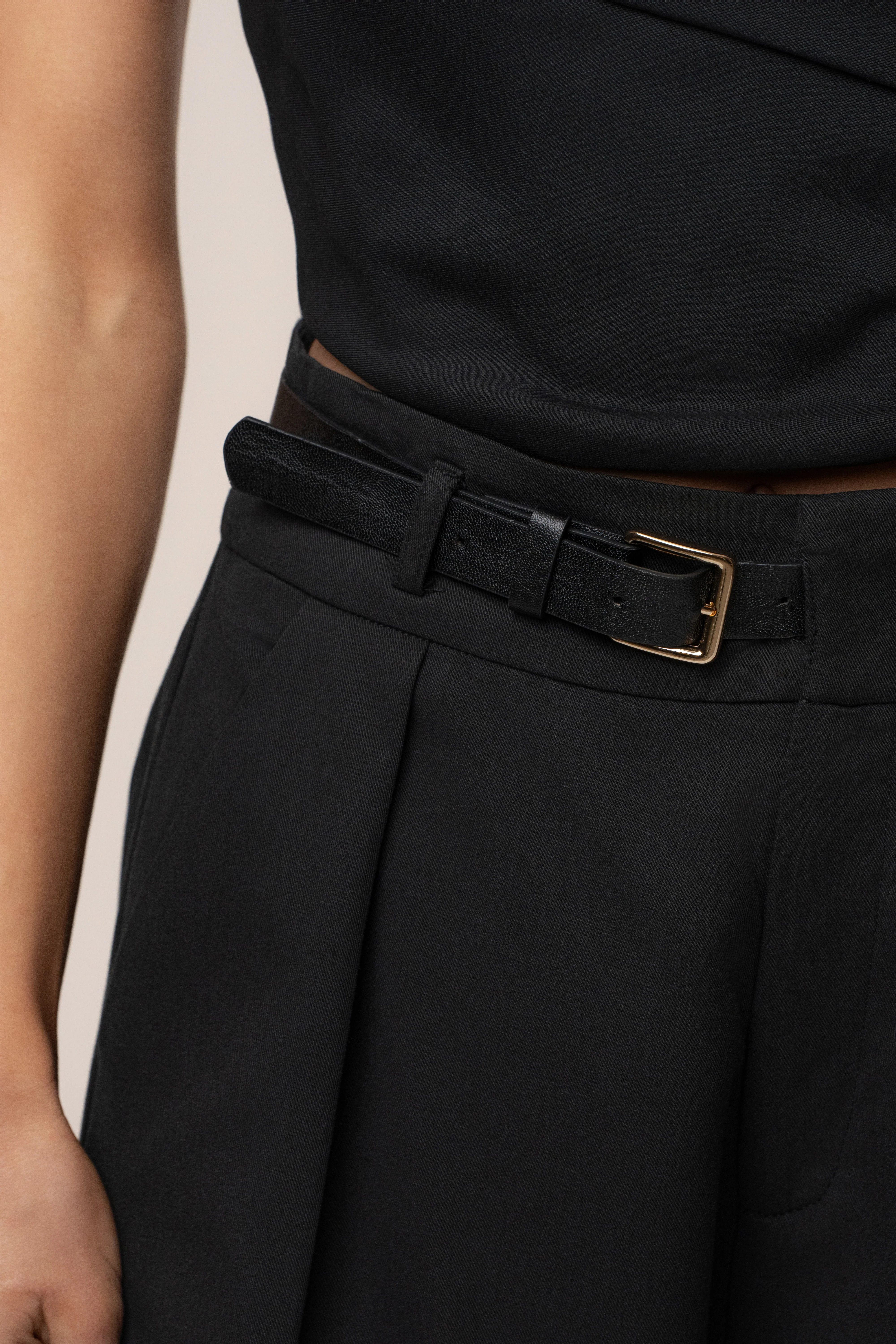 Black Everywhere Belted Trousers