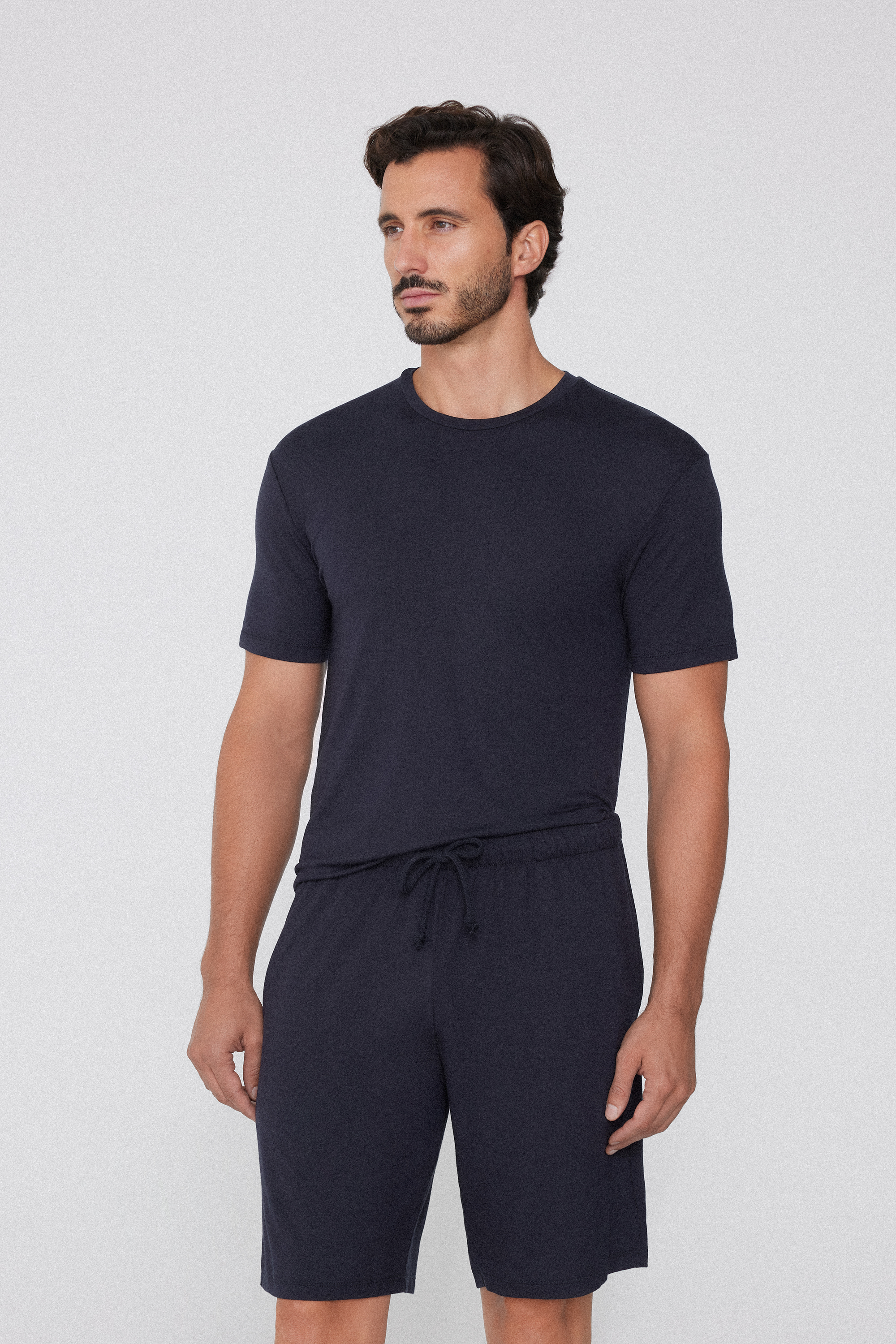 Viscose Shorts with Pockets and Drawstring