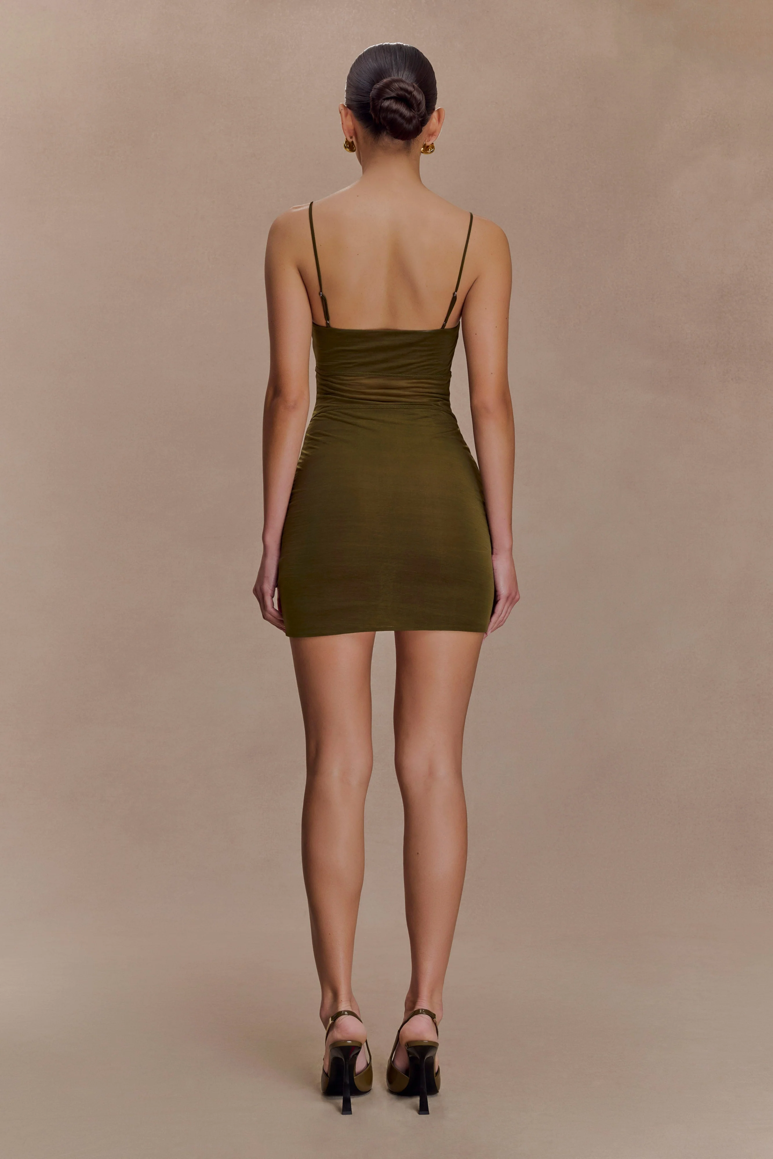 Maryk Mesh Mini Dress - Khaki