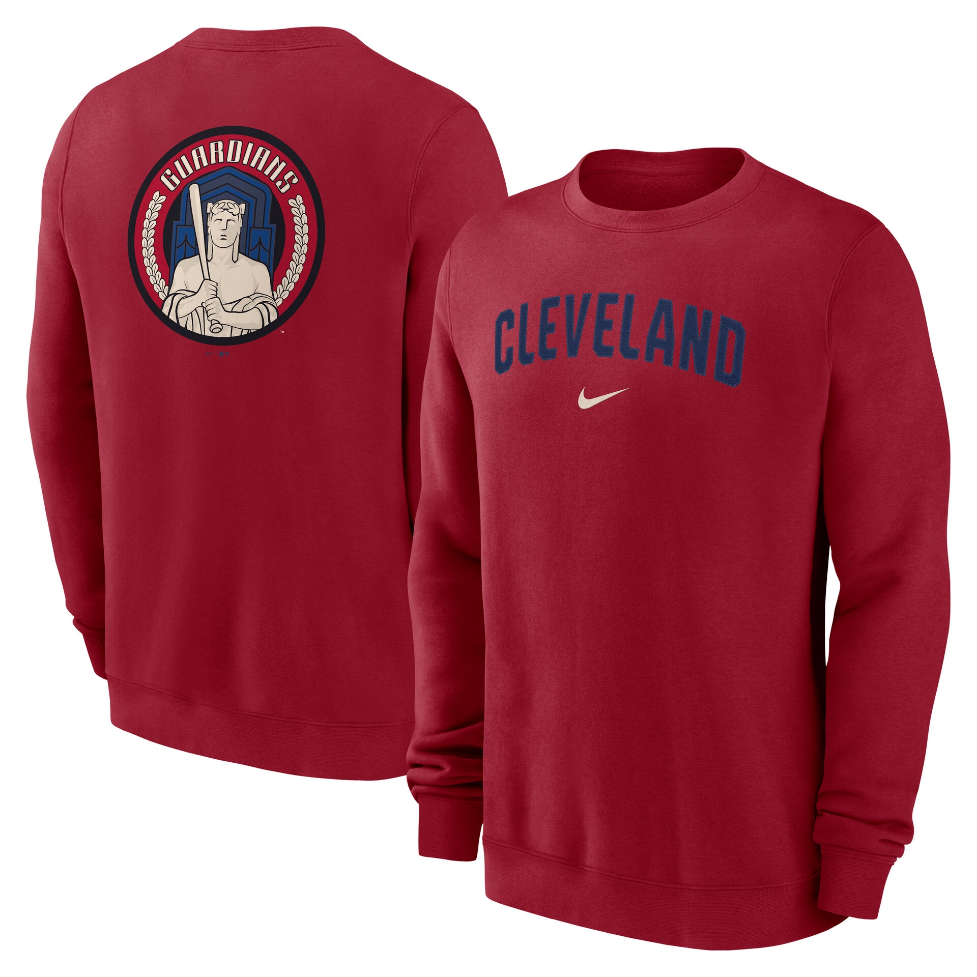 Cleveland Guardians City Connect 2-Hit Club Crew Pullover Red