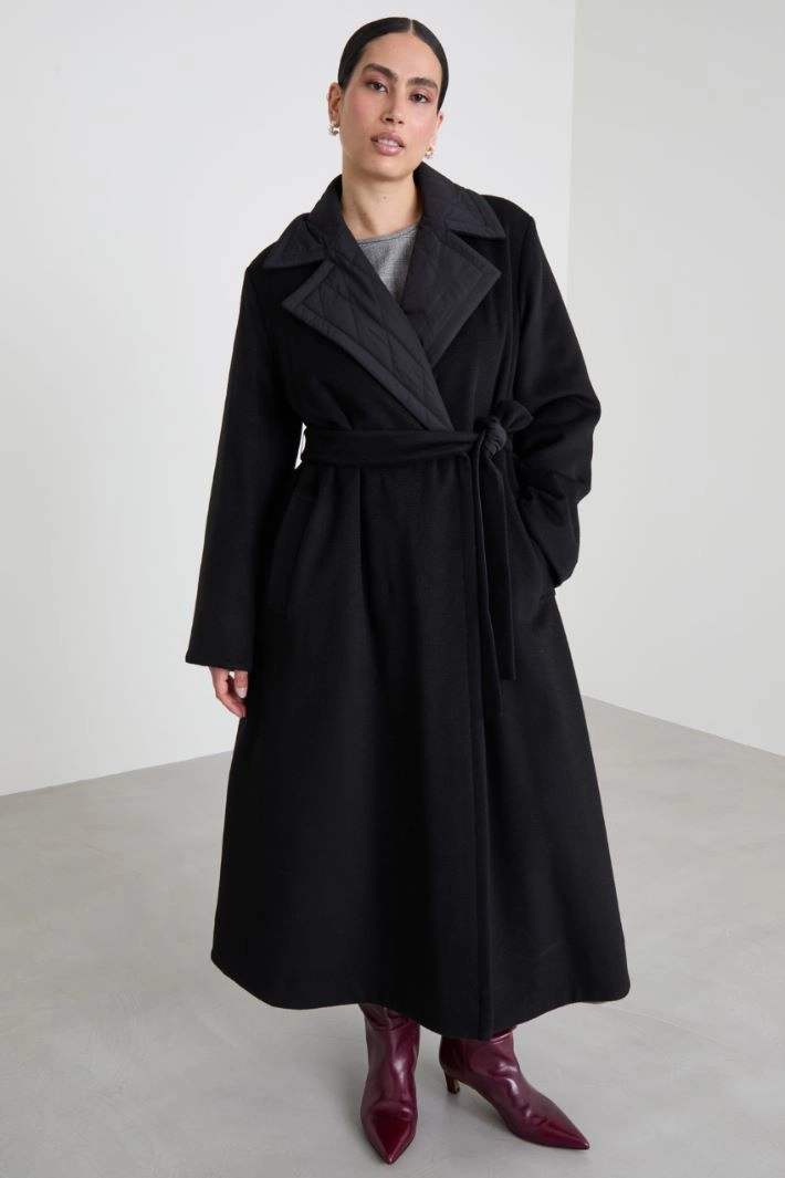 Reversible coat in drap and canvas - BLACK