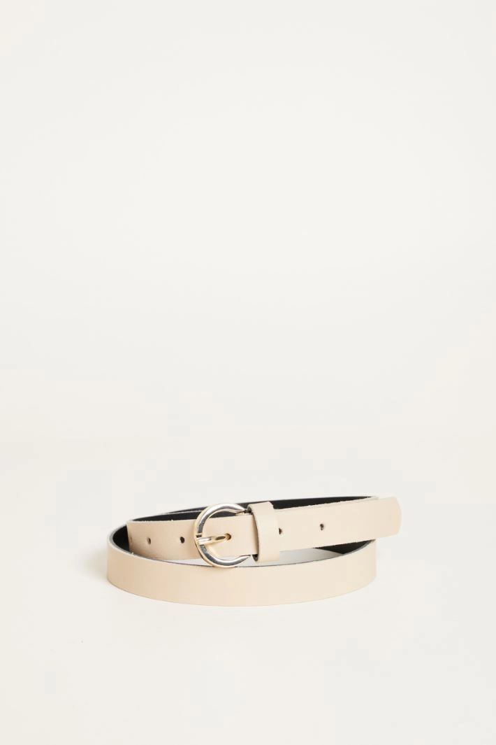 Leather belt - BEIGE