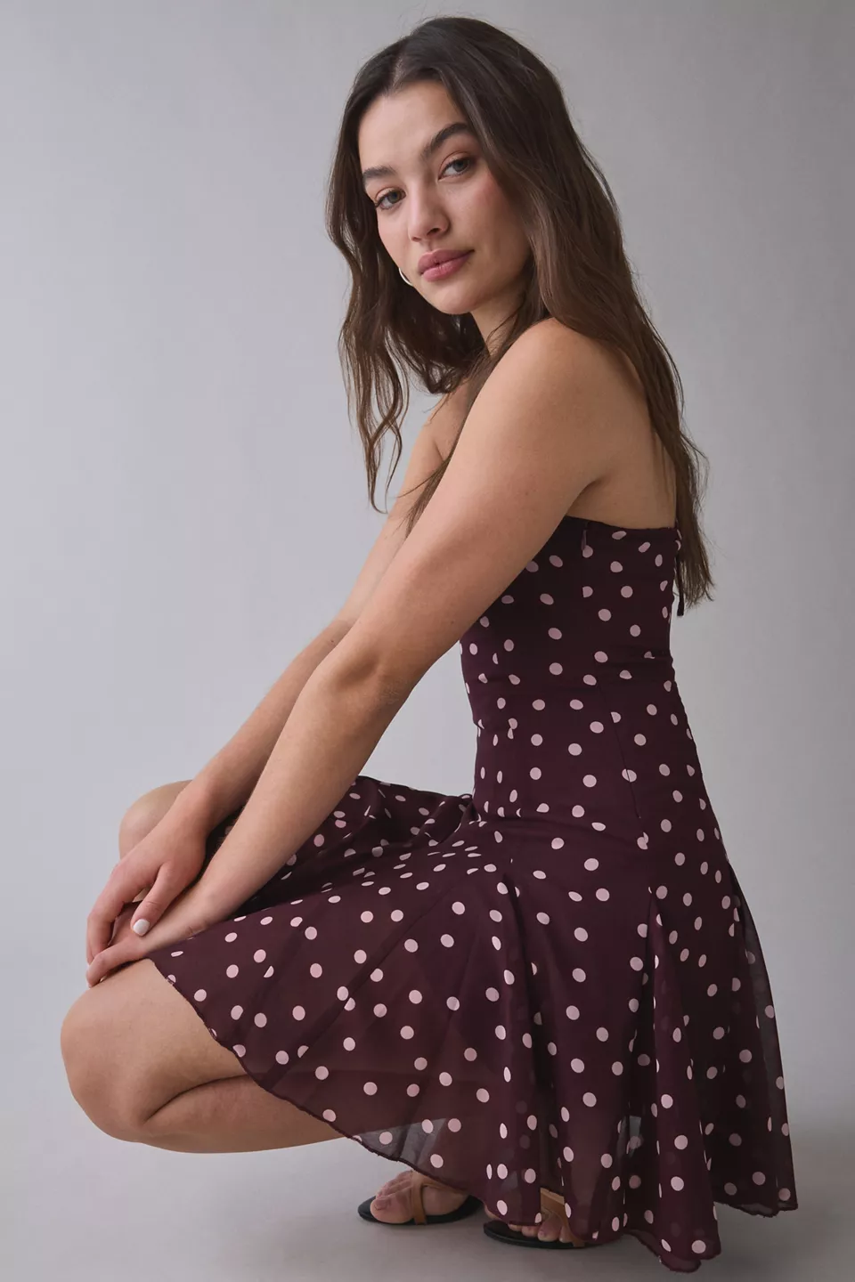 Kiss The Sky Chianti Polka Dot Halter Mini Dress