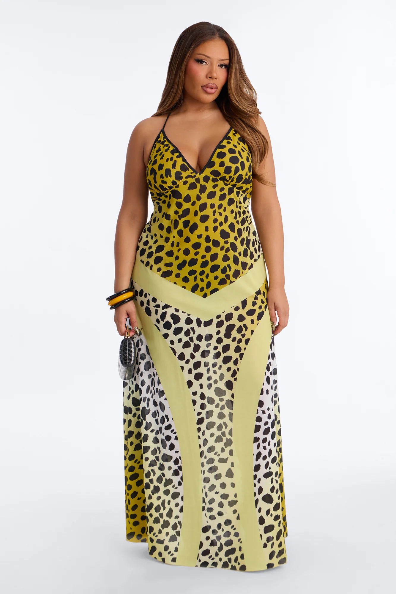 Party Princess Leopard Swim Cover Up Maxi Dress - Leopard