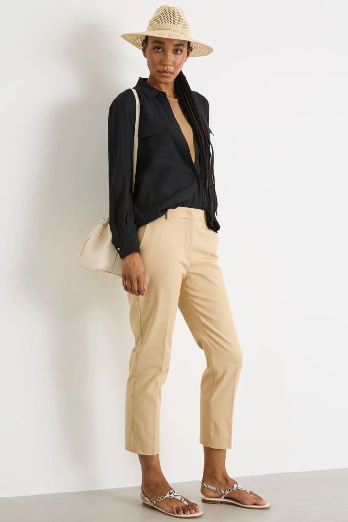 Crepe de chine blouse - BLACK