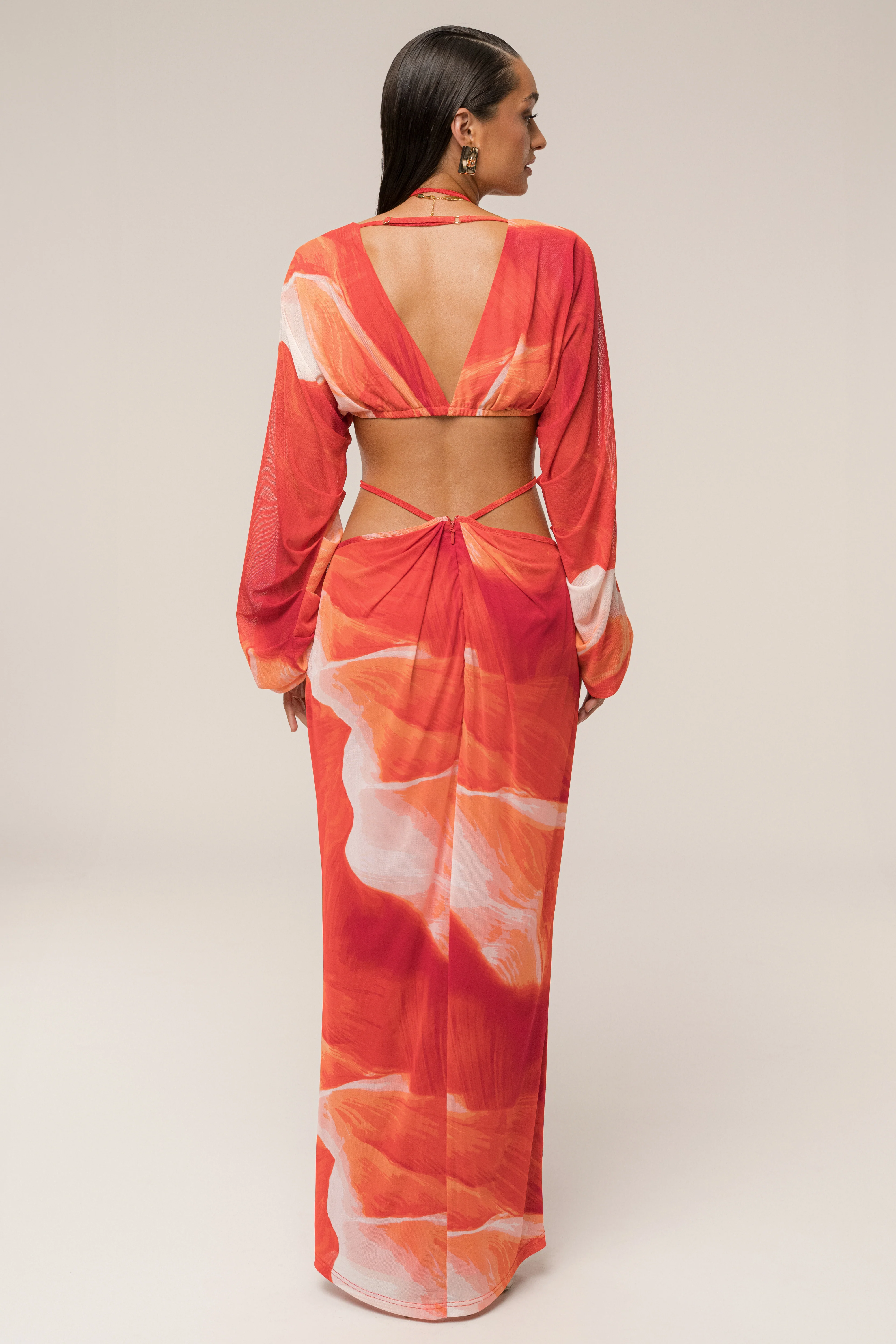 Sunset Red Selene Draped Top