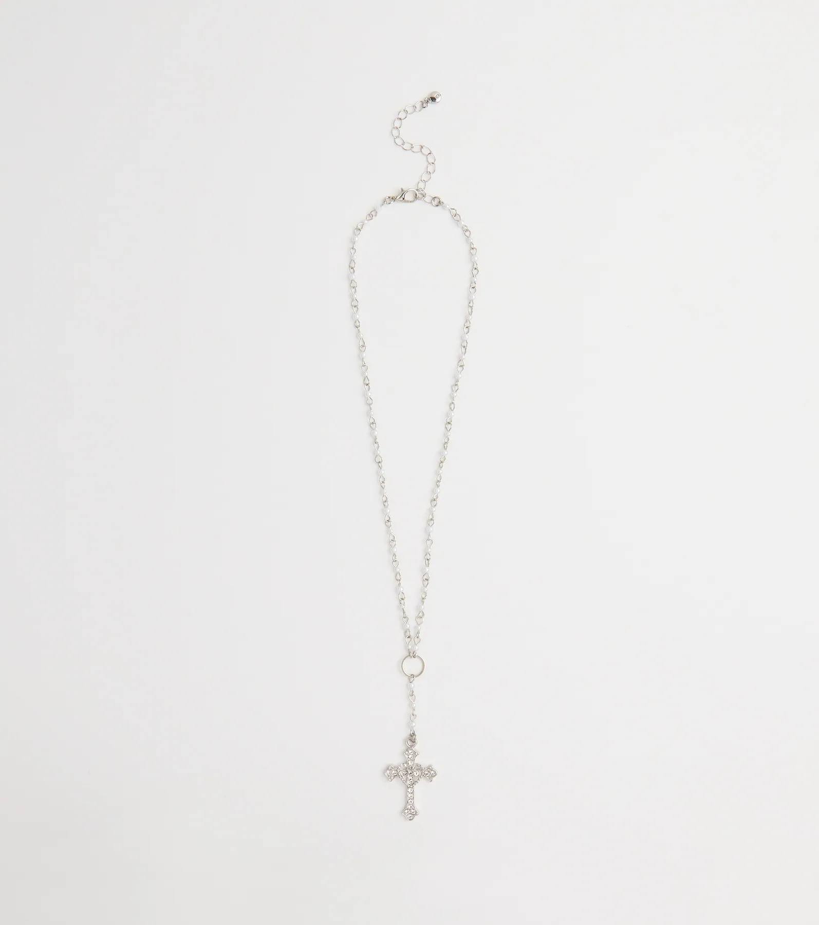 My Path Faux Pearl Cross Necklace