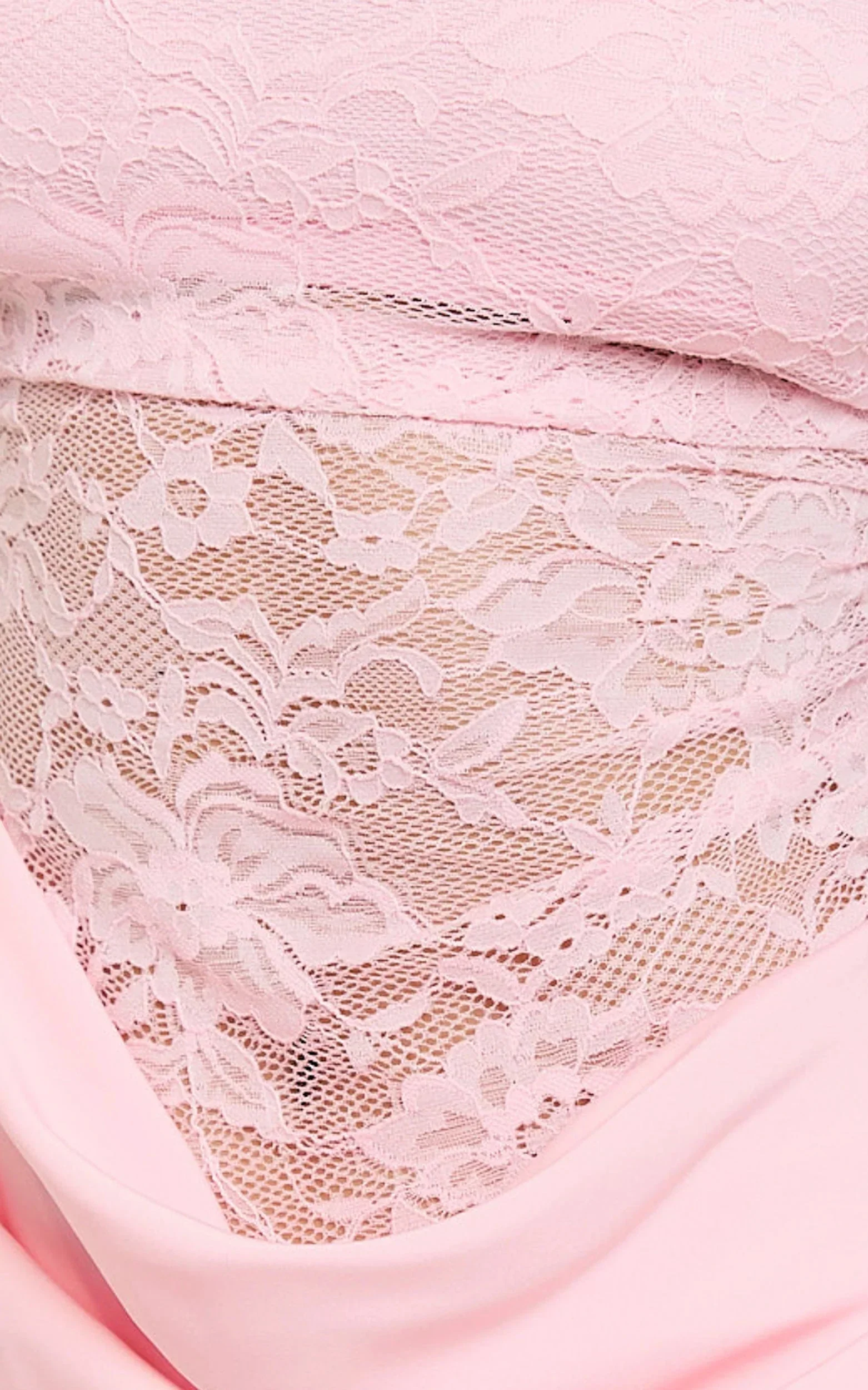 Rania Mini Dress Square Neck Cowl Waist Lace Dress in Pink