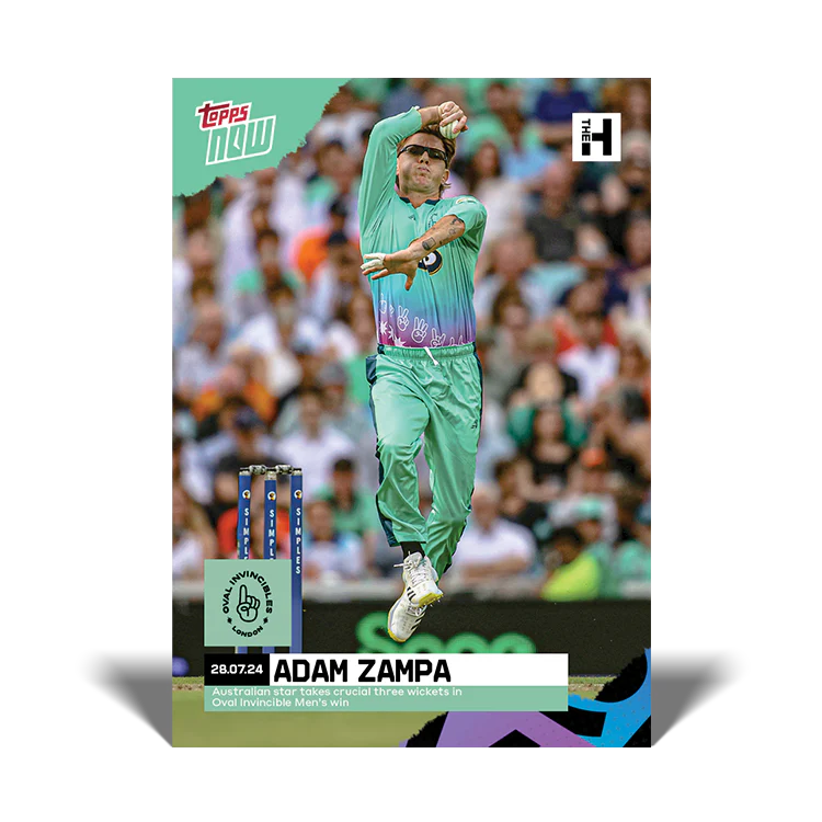 Adam Zampa - Australian star takes crucial three wickets in Oval Invincible Men’s win - 2024 The Hundred TOPPS NOW® Card 4 - PR:20