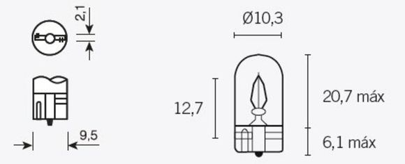 Ampoule Tecnium T10 12V 3W - x10 UniverselRef : TE00469A / 1079302