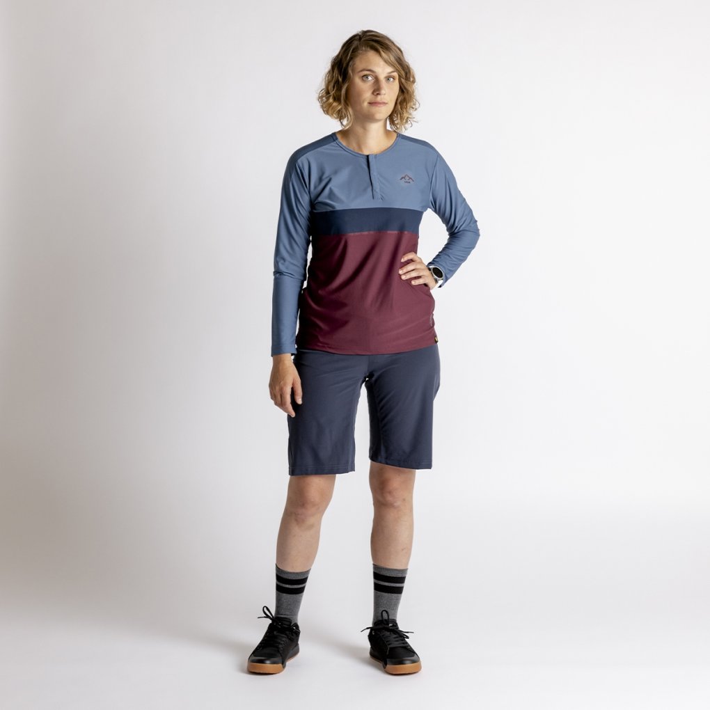 iXS Flow XTG Henley Long Sleeve Jersey Women - raisin/marine