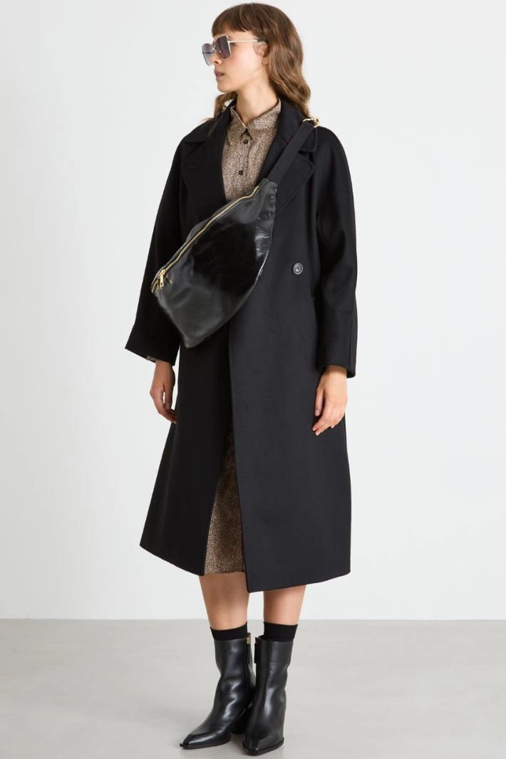 Double-breasted coat - BLACK