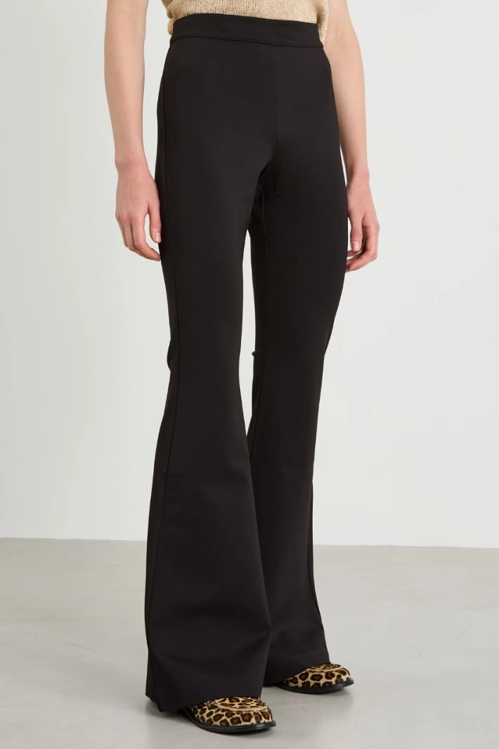 Jersey flare trousers - BLACK