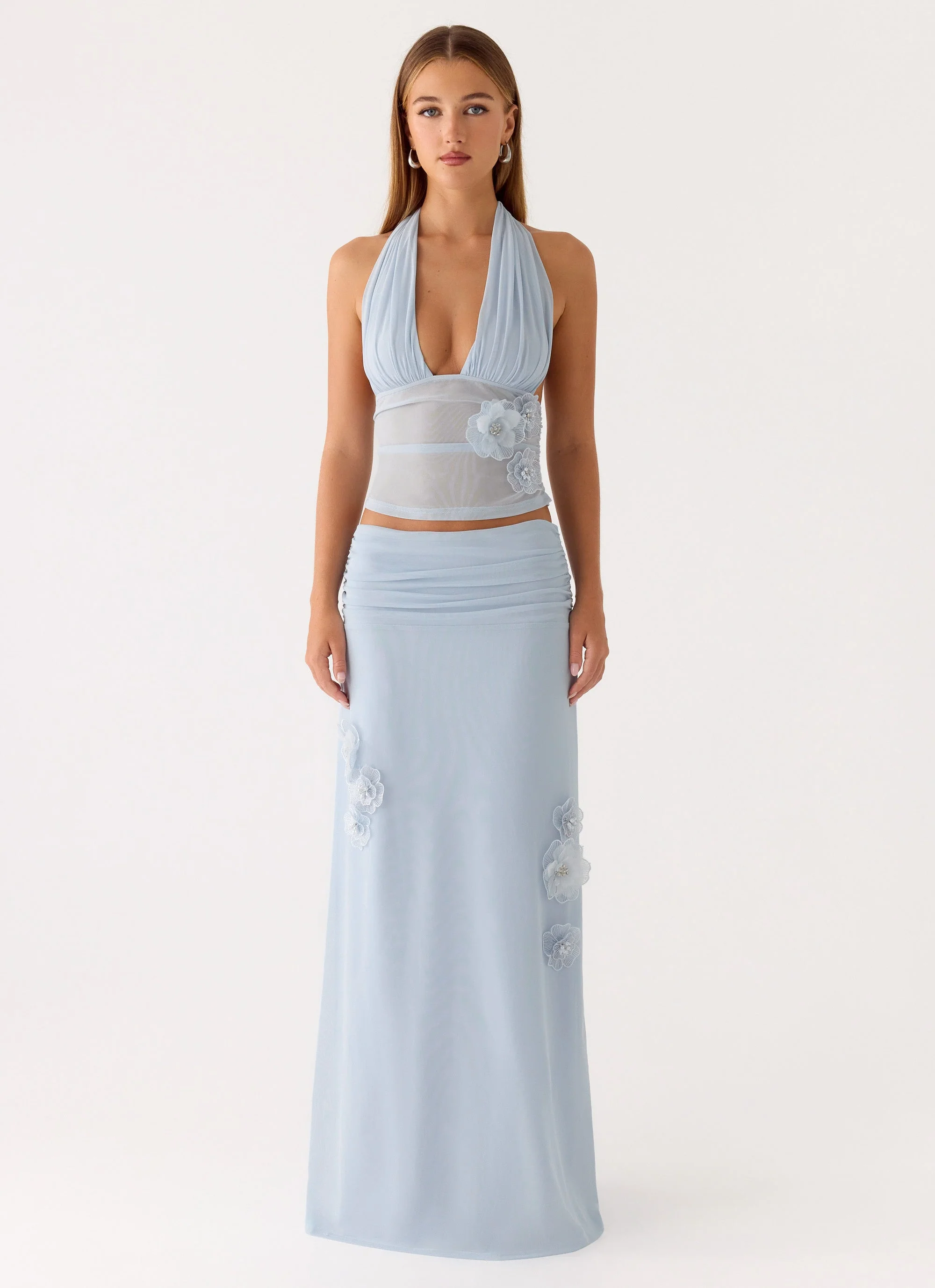 Fleur Power Maxi Skirt - Blue
