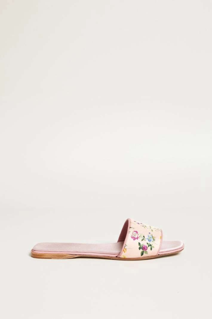 Printed silk slippers - PINK