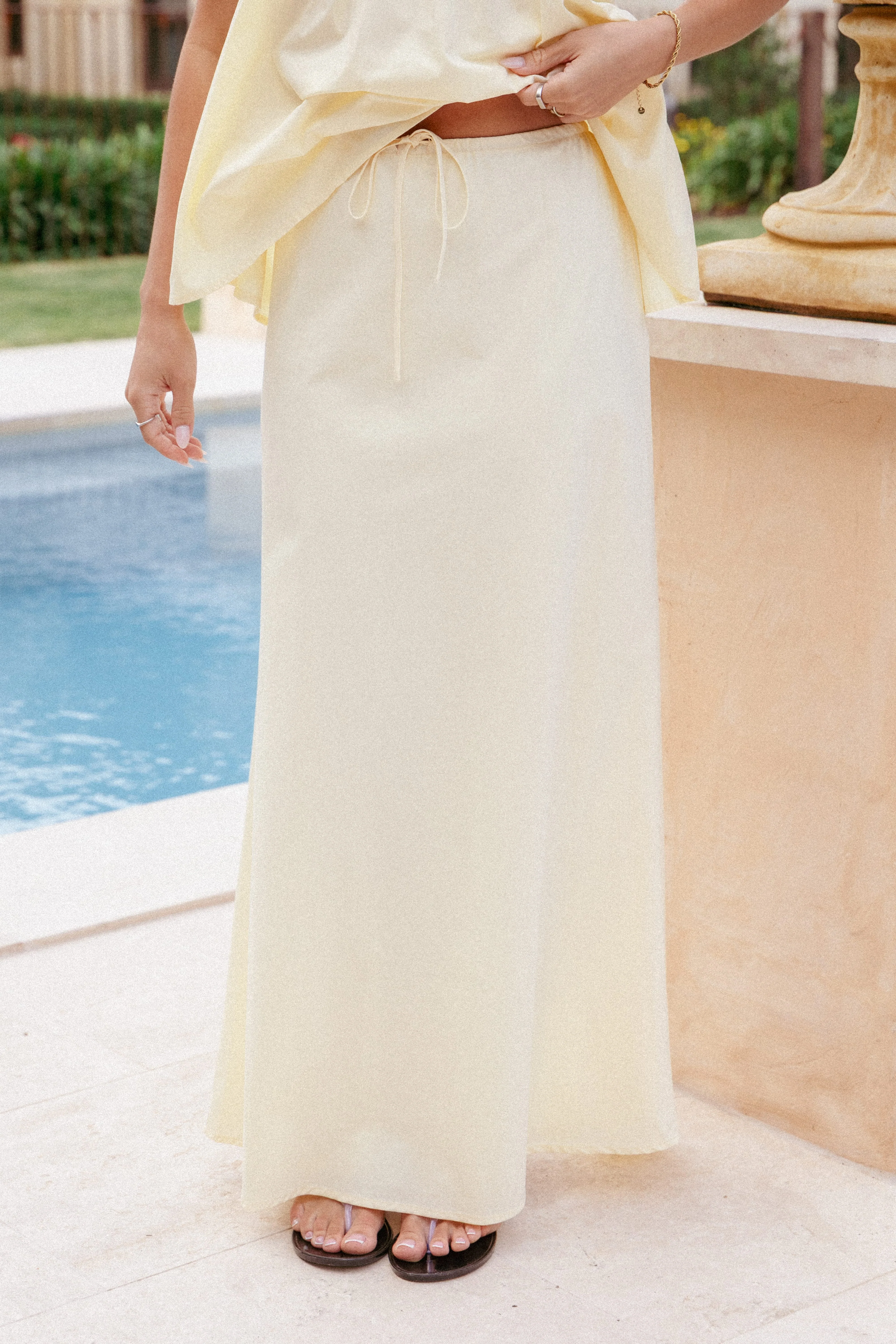Elena Cotton Maxi Skirt - Butter Yellow