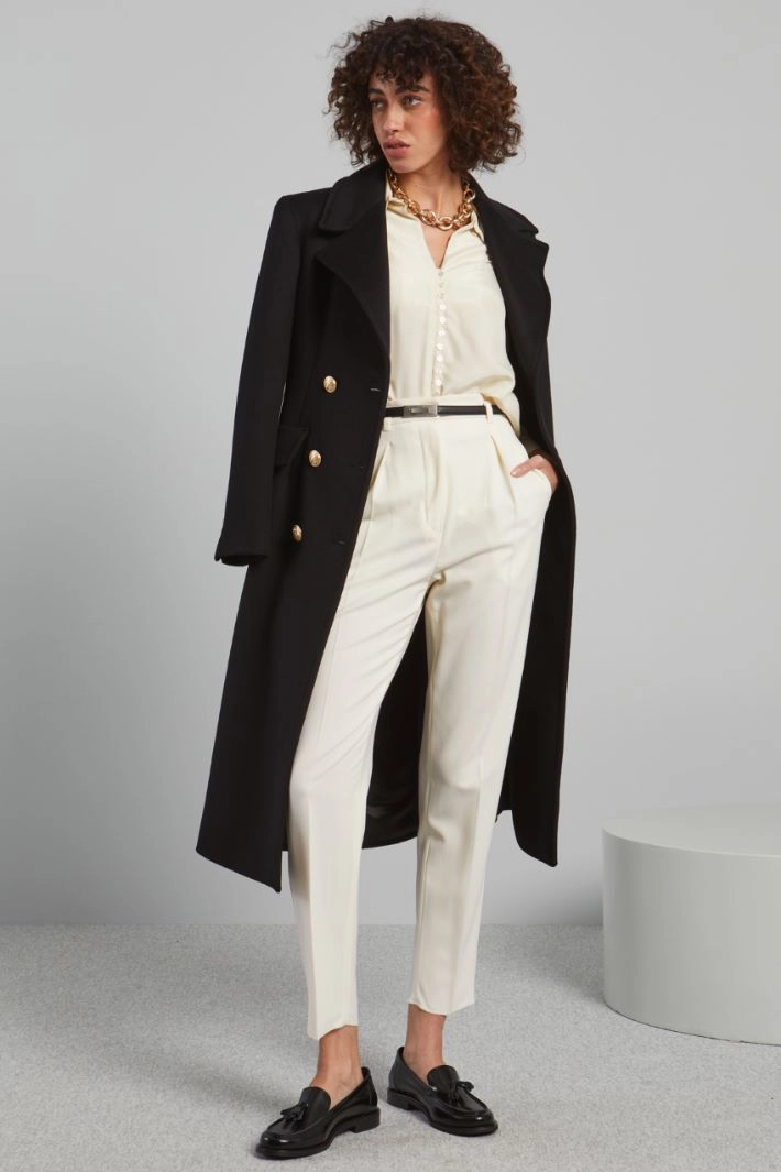Wool twill trousers - WHITE CREAM
