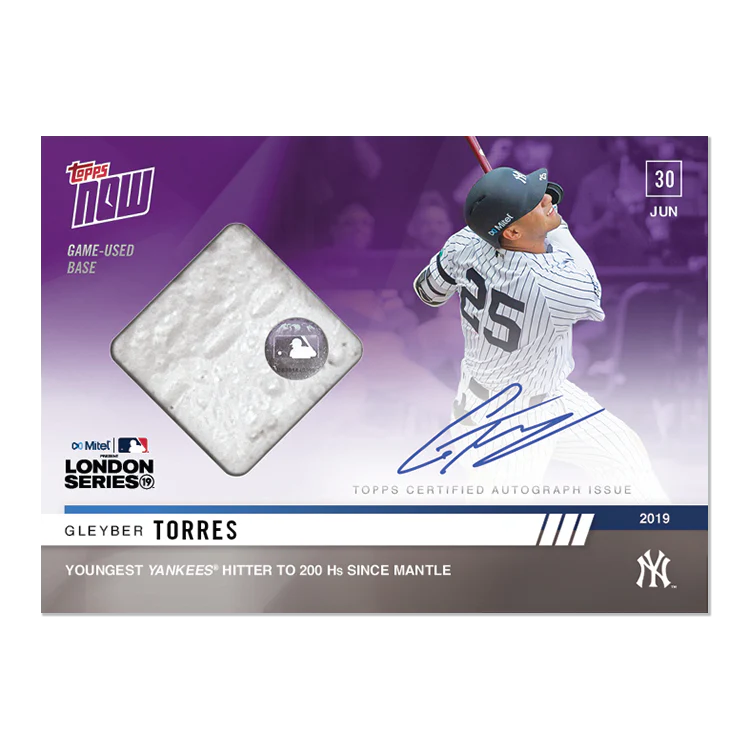On-Card Autograph & Base Relic # to 25 - Gleyber Torres - MLB TOPPS NOW® Card 458C